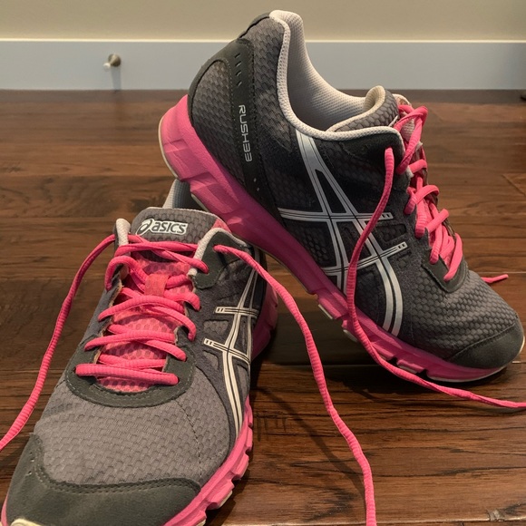pink and gray asics